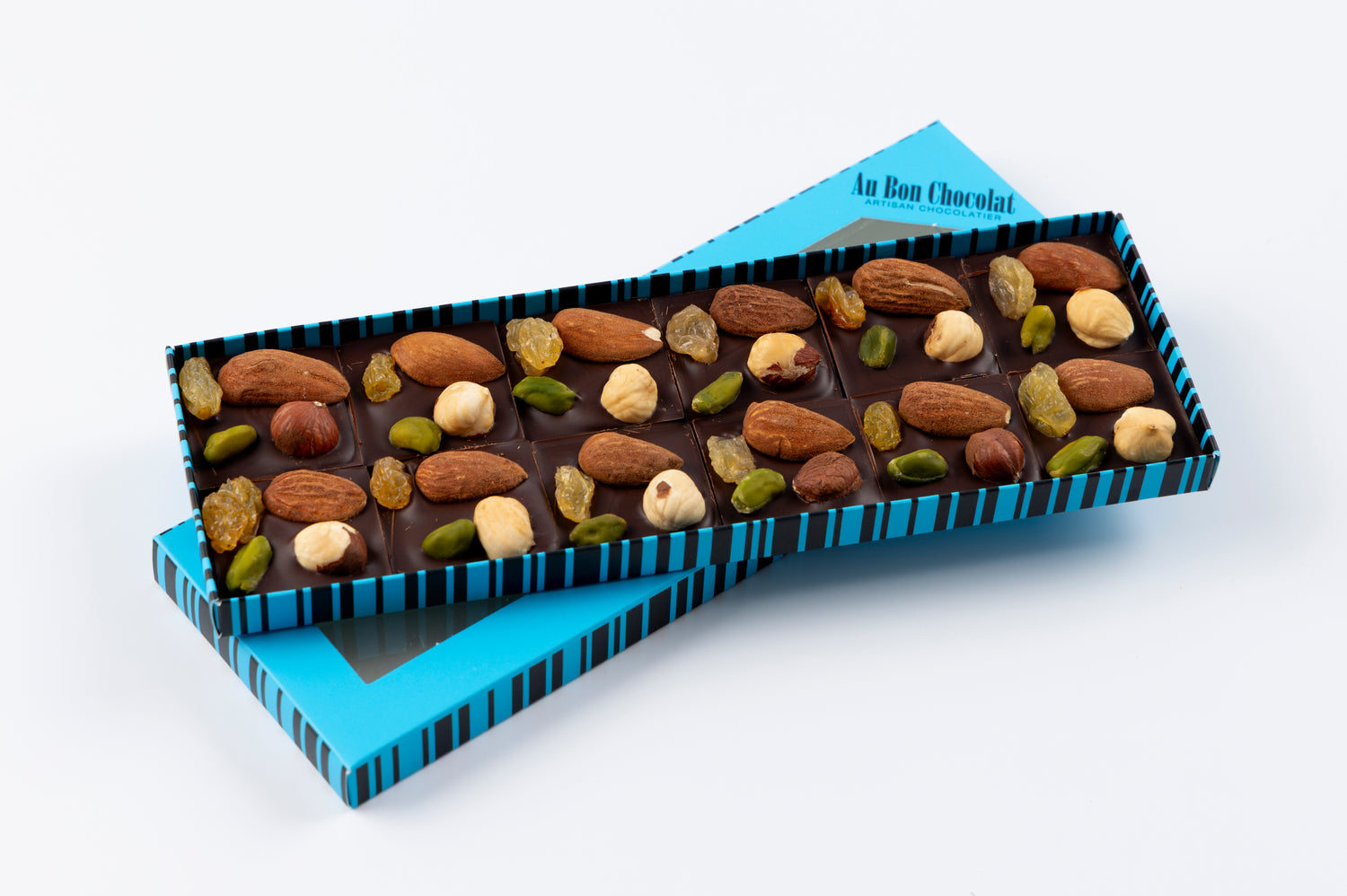 Carrés mendiants chocolat noir 12 pièces