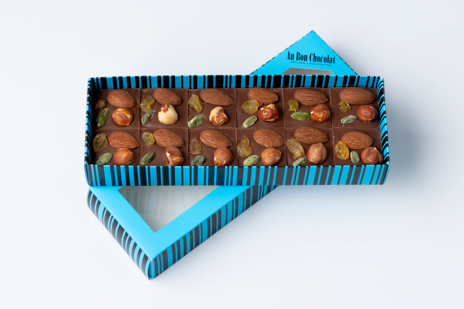 Carrés mendiants chocolat au lait 24 pièces