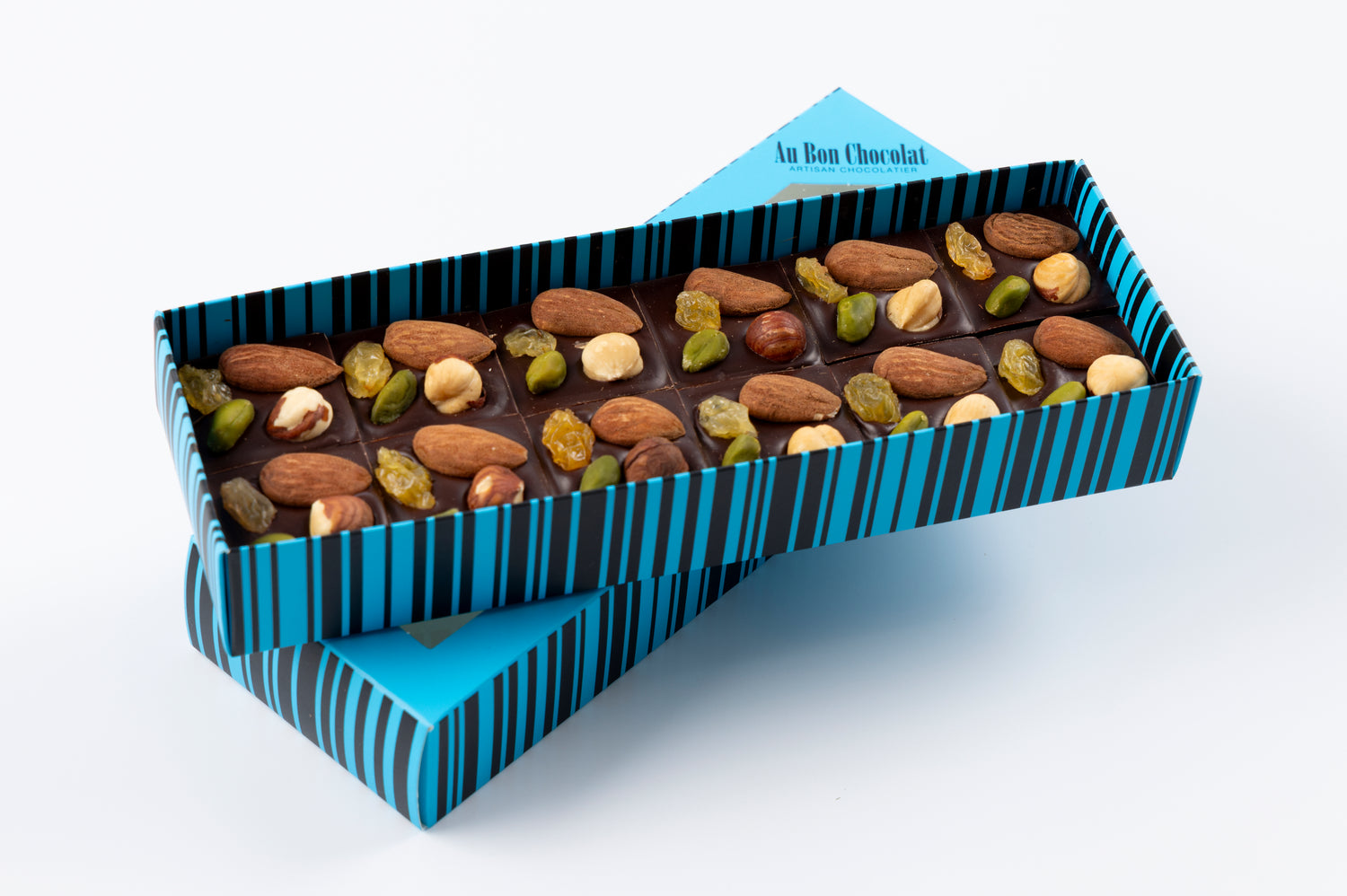 Carrés mendiants chocolat noir 24 pièces