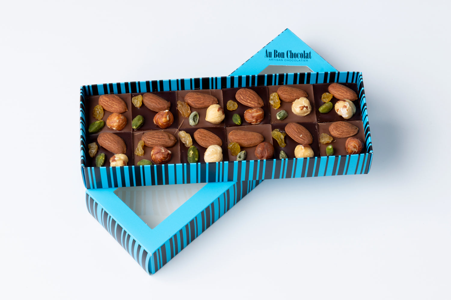 Carrés mendiants chocolat noir et chocolat au lait 24 pièces