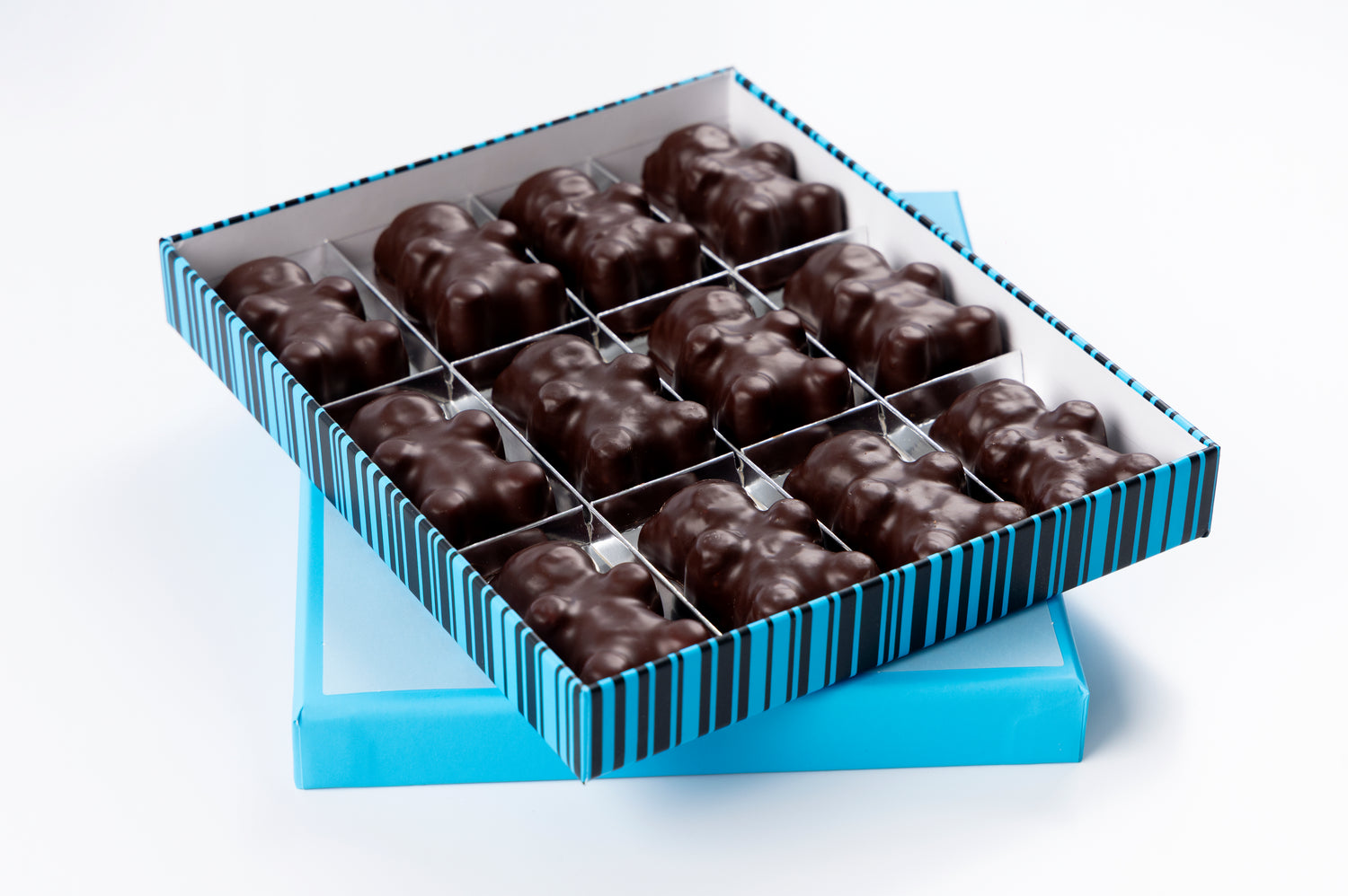 Boite 12 oursons guimauve vanille chocolat noir